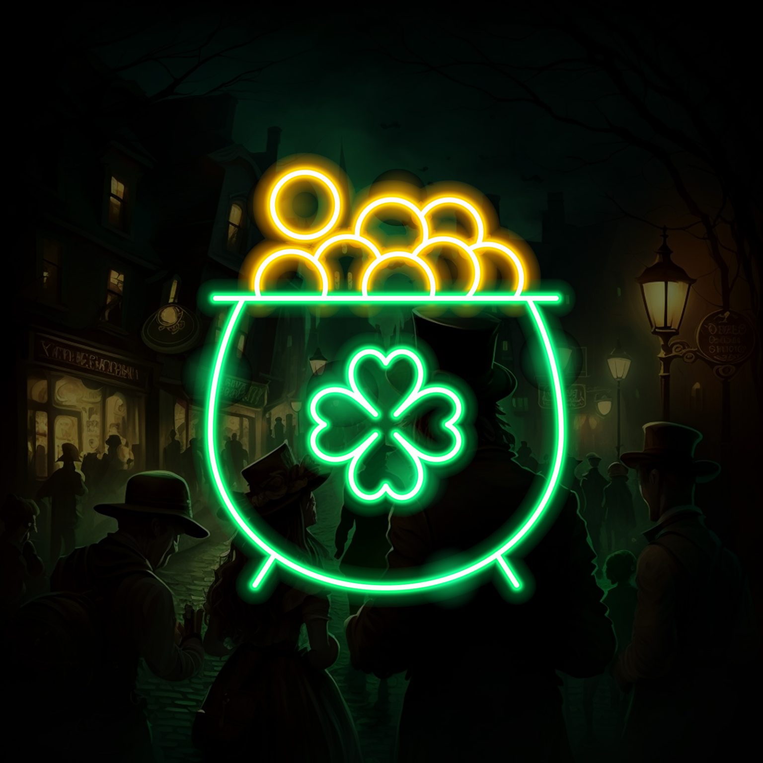 Neon Gold Color Sign Pot of Gold Neon Sign | Liuyang Lamps